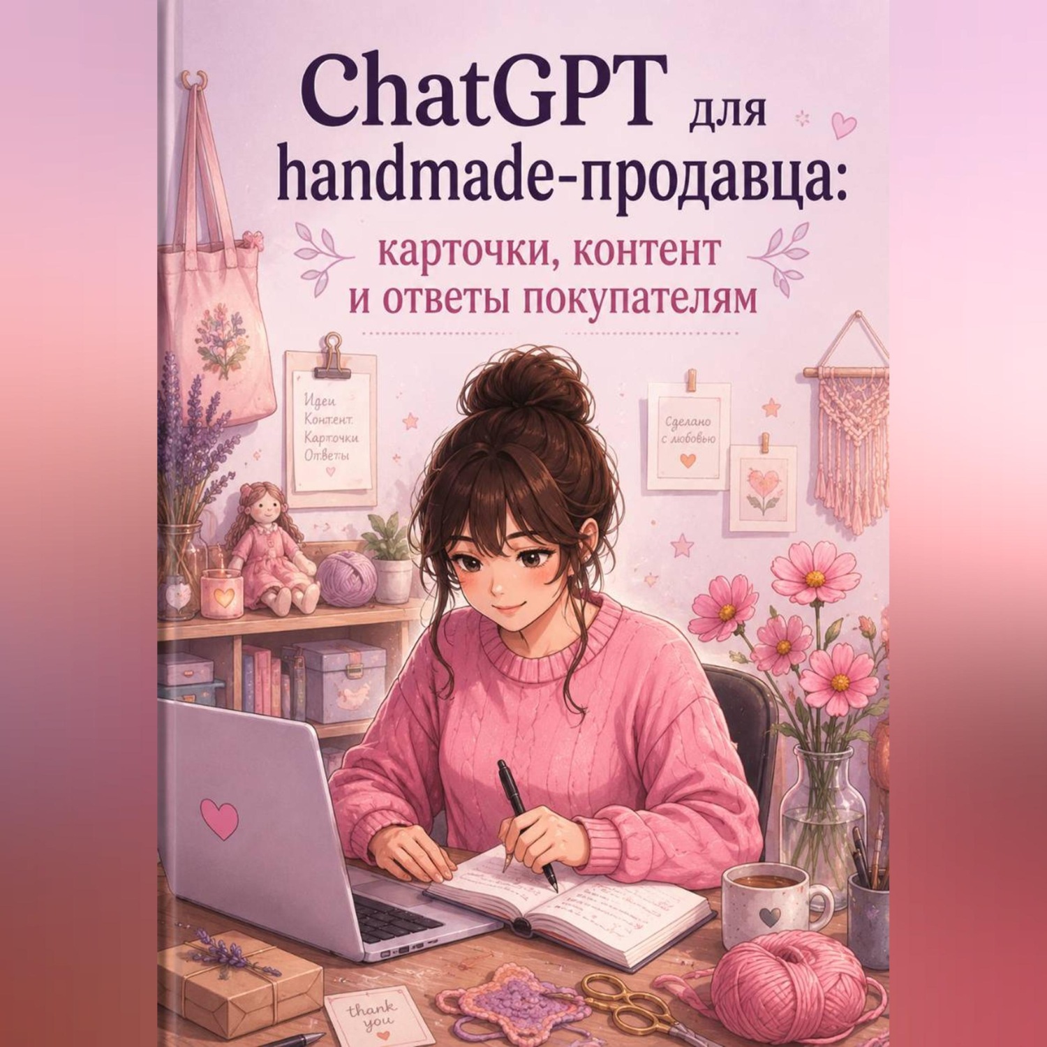 Обложка книги «ChatGPT для handmade-продавца: карточки, контент и ответы покупателям»