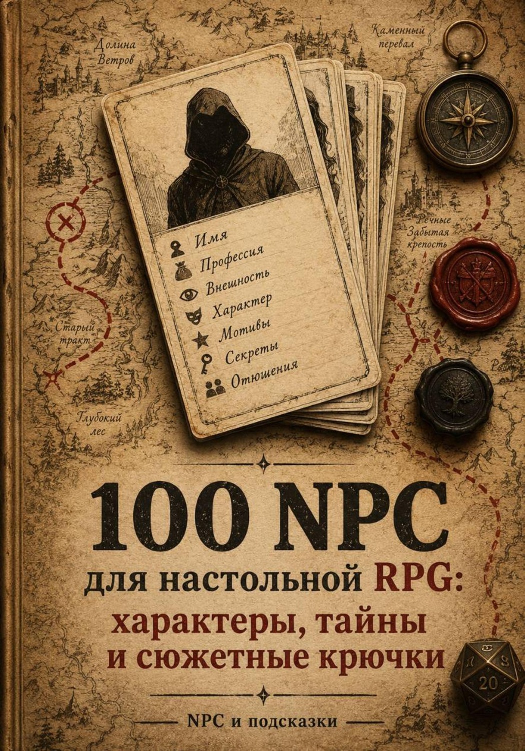 Обложка книги «100 NPC для настольной RPG: характеры, тайны и сюжетные крючки»
