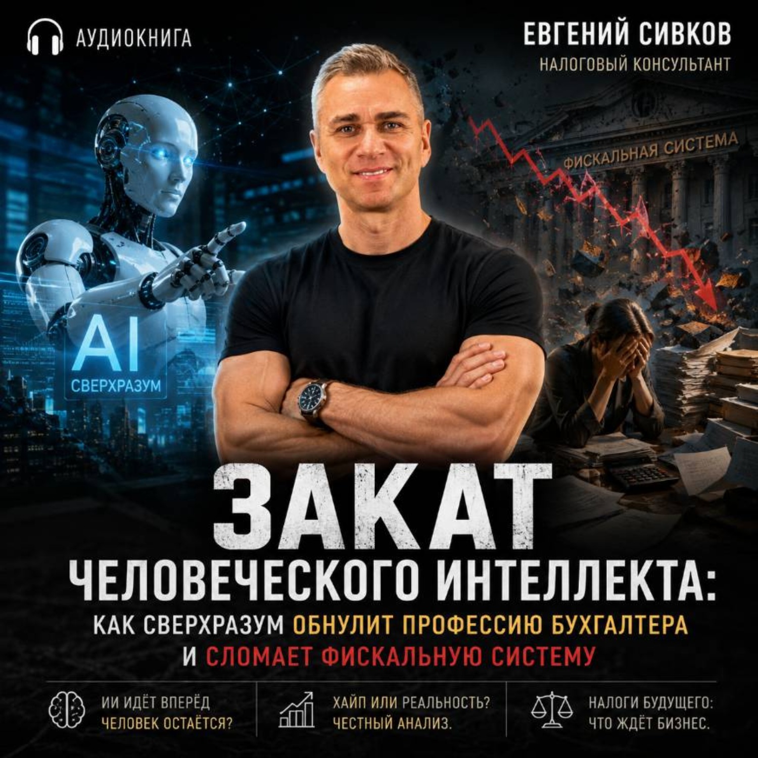 Обложка книги «Закат человеческого интеллекта: как сверхразум обнулит профессию бухгалтера и сломает фискальную систему»