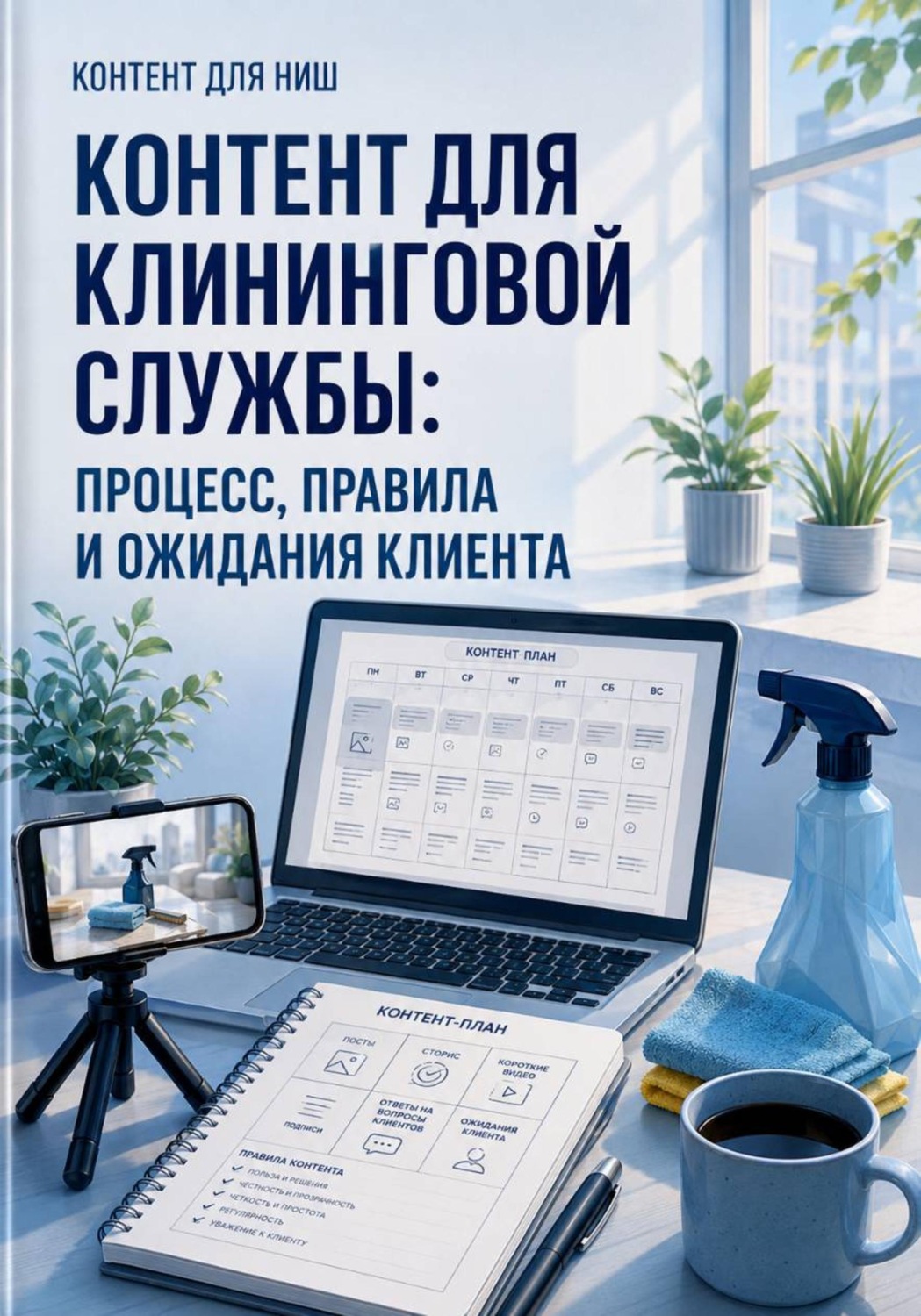 Обложка книги «Контент для клининговой службы: процесс, правила и ожидания клиента»