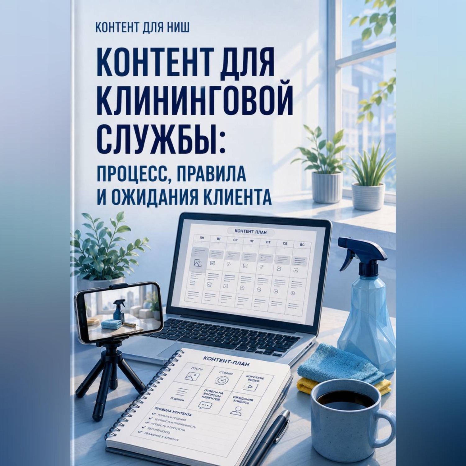 Обложка книги «Контент для клининговой службы: процесс, правила и ожидания клиента»