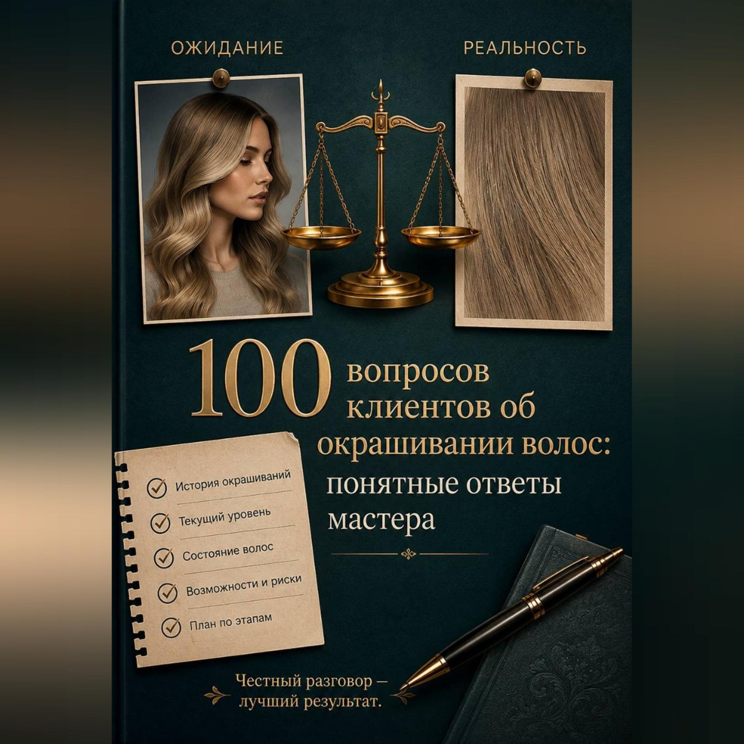 Обложка книги «100 вопросов клиентов об окрашивании волос: понятные ответы мастера»