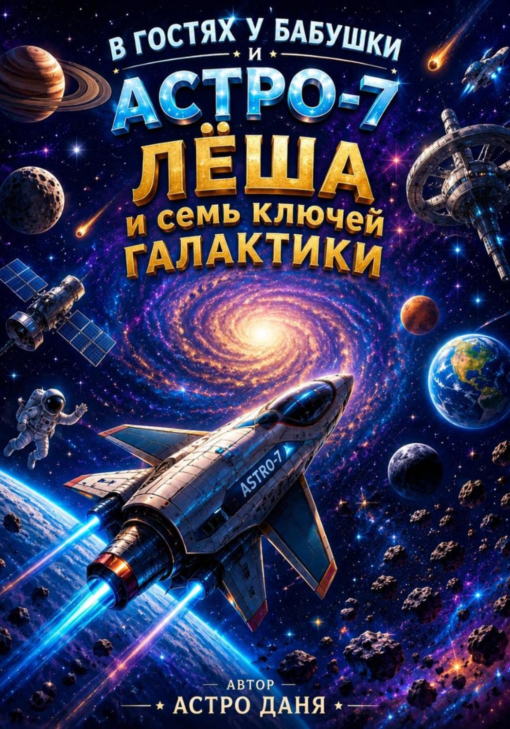Обложка книги «В гостях у бабушки и Астро-7. Лёша и семь ключей галактики»