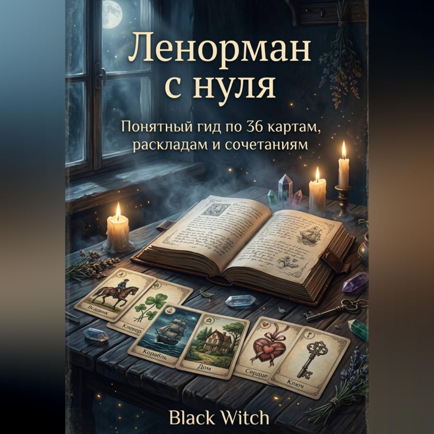 Обложка книги ««Ленорман с нуля: понятный гид по 36 картам, раскладам и сочетаниям»»