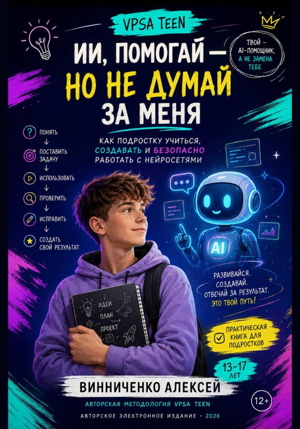 Обложка книги «ИИ, помогай, но не думай за меня»