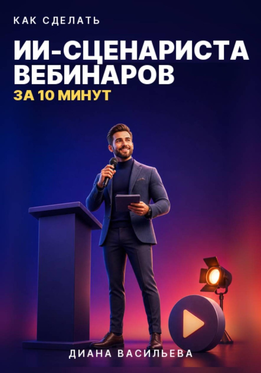Обложка книги «КАК СДЕЛАТЬ ИИ-СЦЕНАРИСТА ВЕБИНАРОВ ЗА 10 МИНУТ» — Диана Васильева