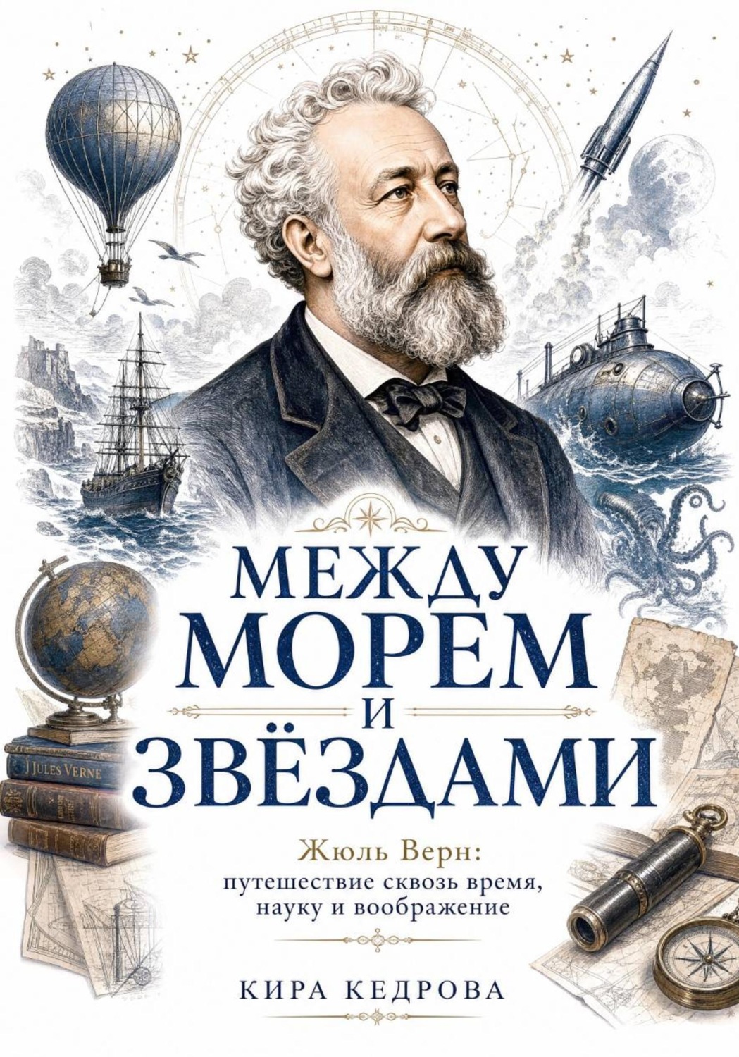 Обложка книги «Между морем и звёздами. Жюль Верн: путешествие сквозь время, науку и воображение»