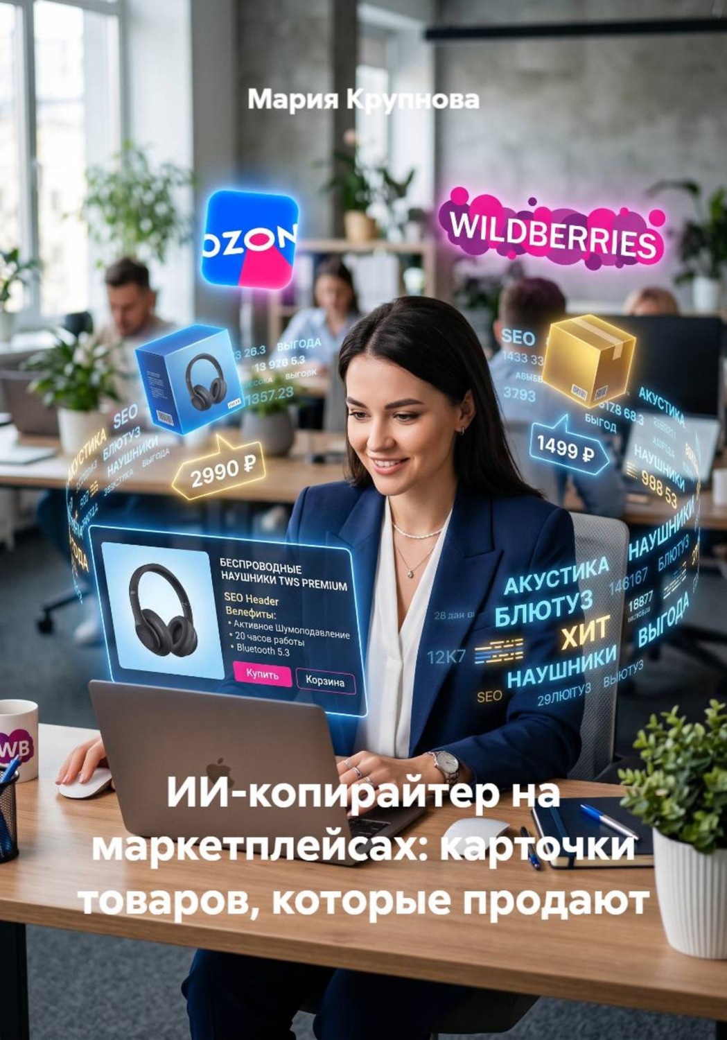 Обложка книги «ИИ-копирайтер на маркетплейсах: карточки товаров, которые продают»