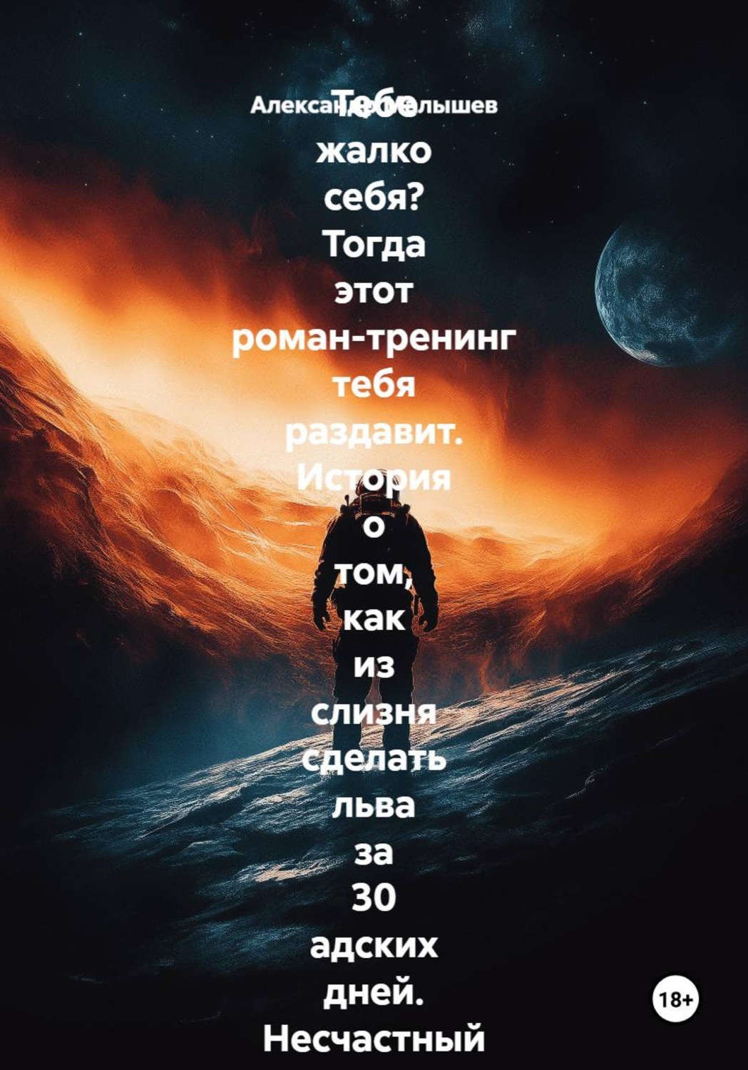 Обложка книги «Тебе жалко себя? Тогда этот роман-тренинг тебя раздавит. История о том, как из слизня сделать льва за 30 адских дней. Несчастный нытик встретил гуру-полубомжа. Инструкция по жёсткой трансформации»