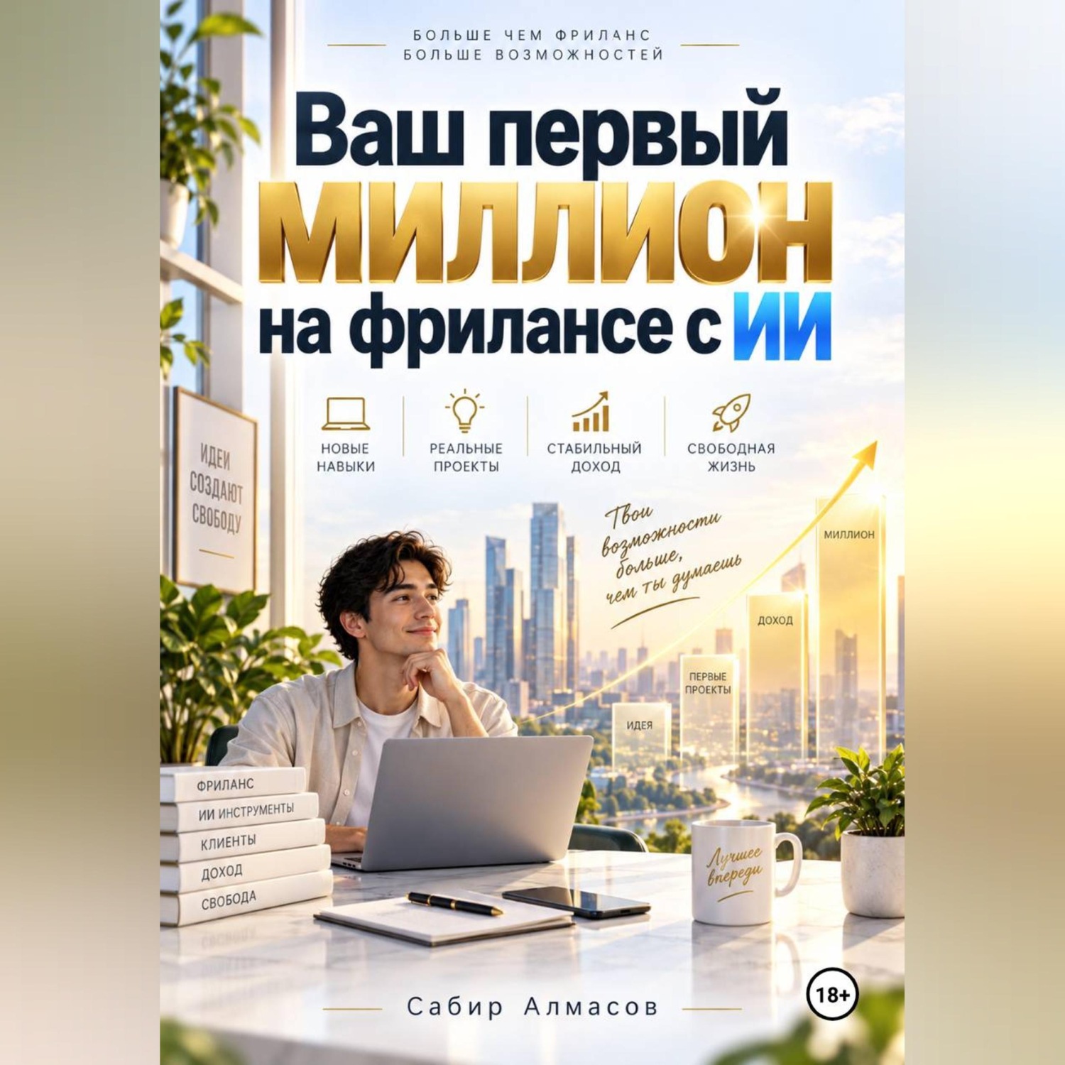 Обложка книги «Ваш первый миллион с ИИ на фрилансе»