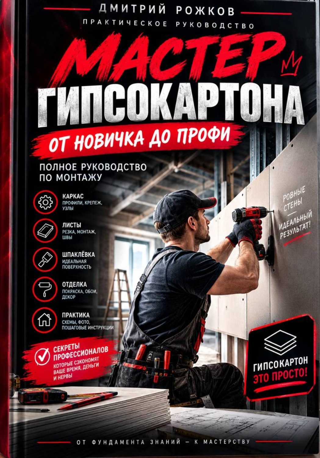 Обложка книги «Мастер гипсокартона. От новичка до профи. Полное руководство по монтажу»