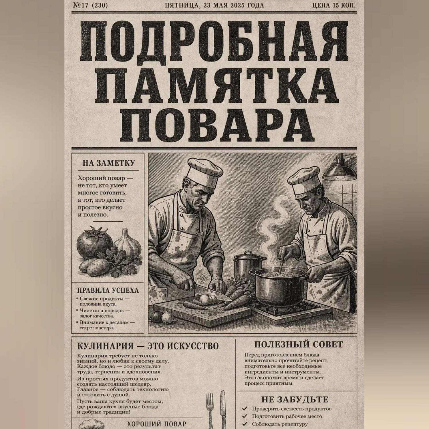 Обложка книги «Подробная памятка повара»