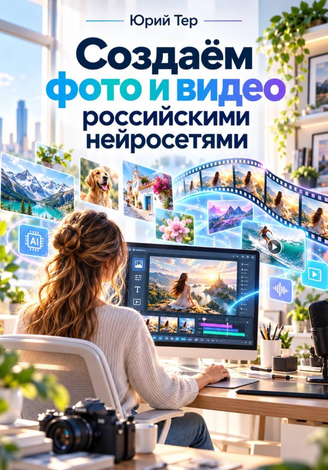 Обложка книги «Создаём фото и видео российскими нейросетями»