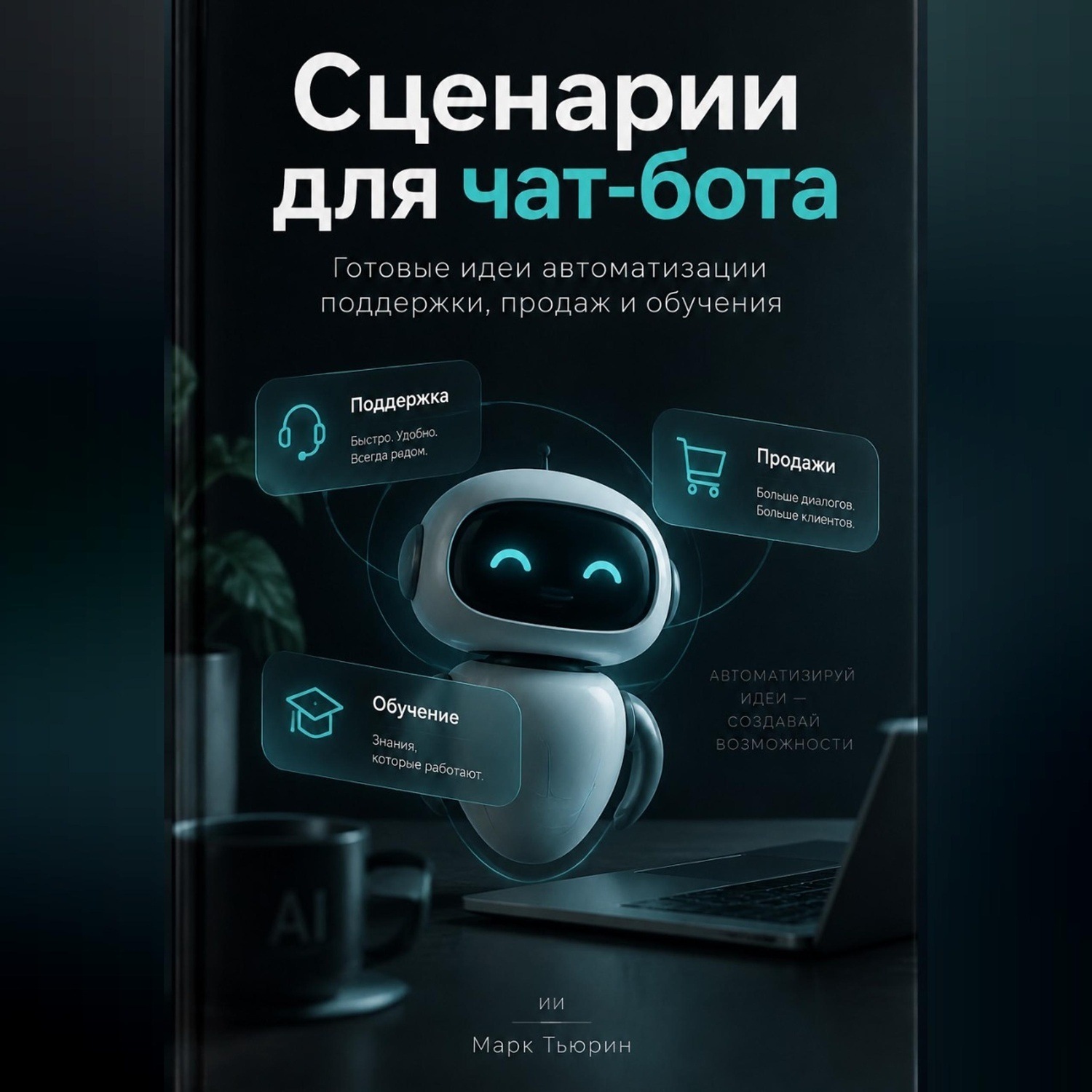 Обложка книги «Сценарии для чат-бота: Готовые идеи автоматизации поддержки, продаж и обучения»