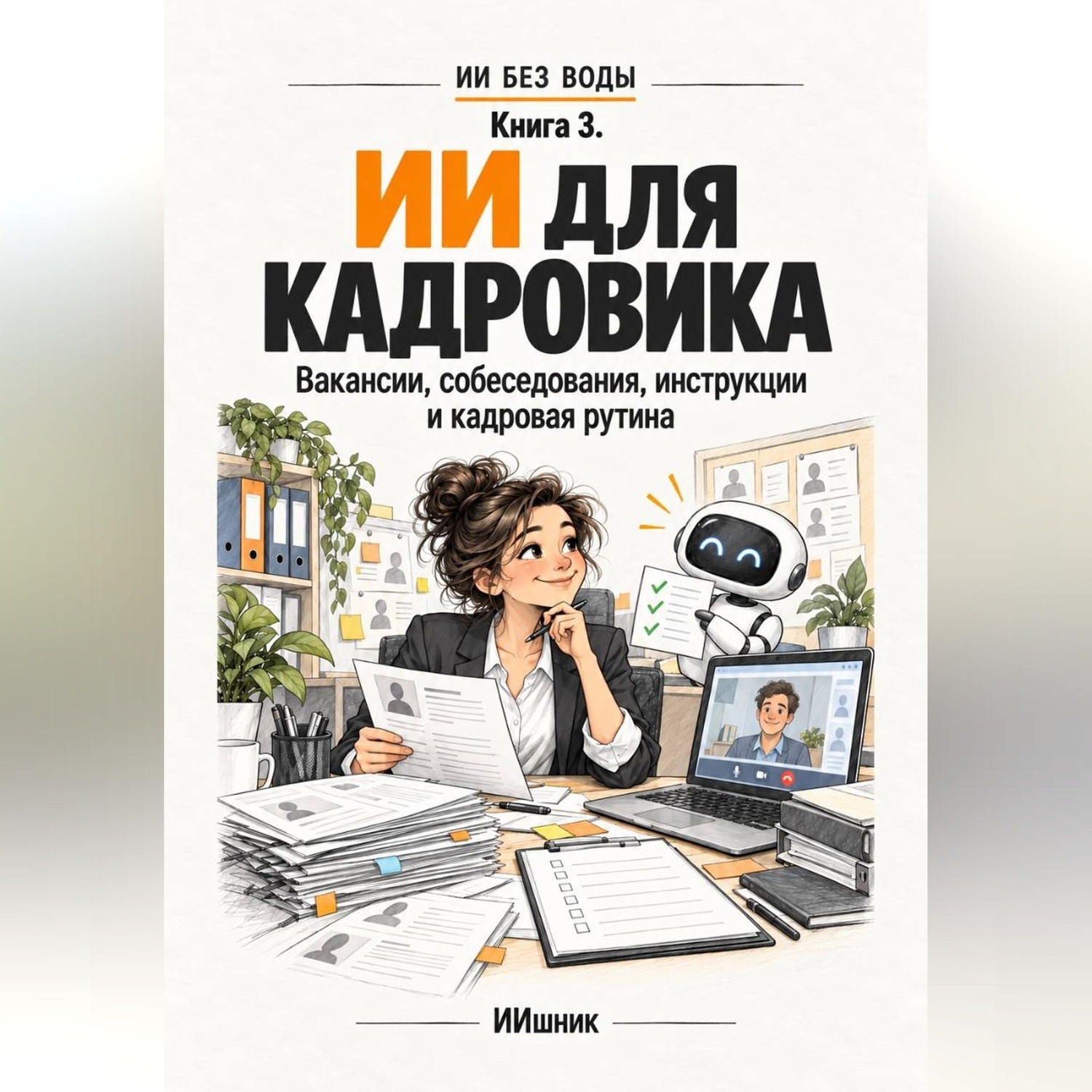 Обложка книги «ИИ для кадровика: вакансии, собеседования, инструкции и кадровая рутина»