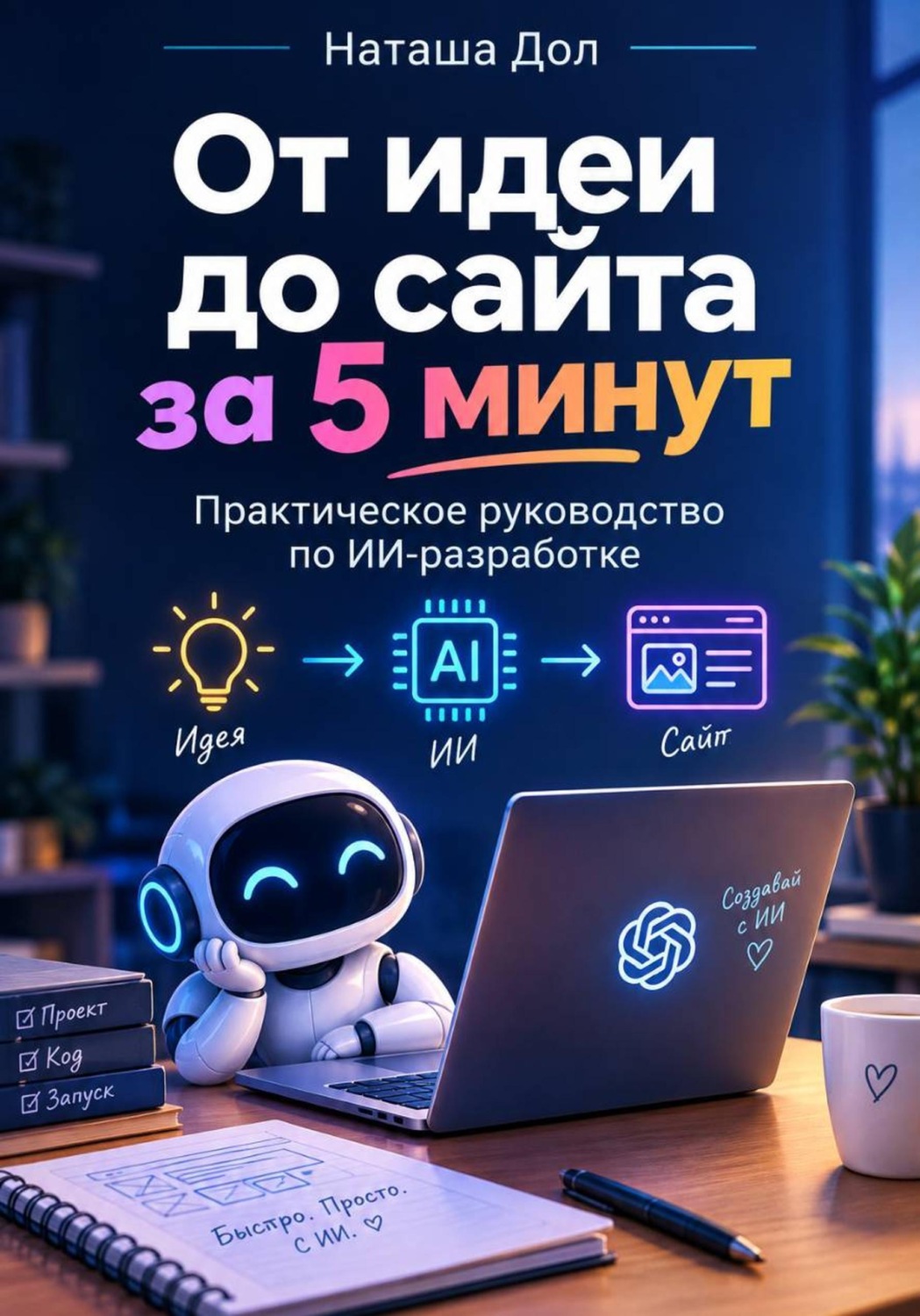 Обложка книги «От идеи до сайта за 5 минут: Практическое руководство по ИИ-разработке»