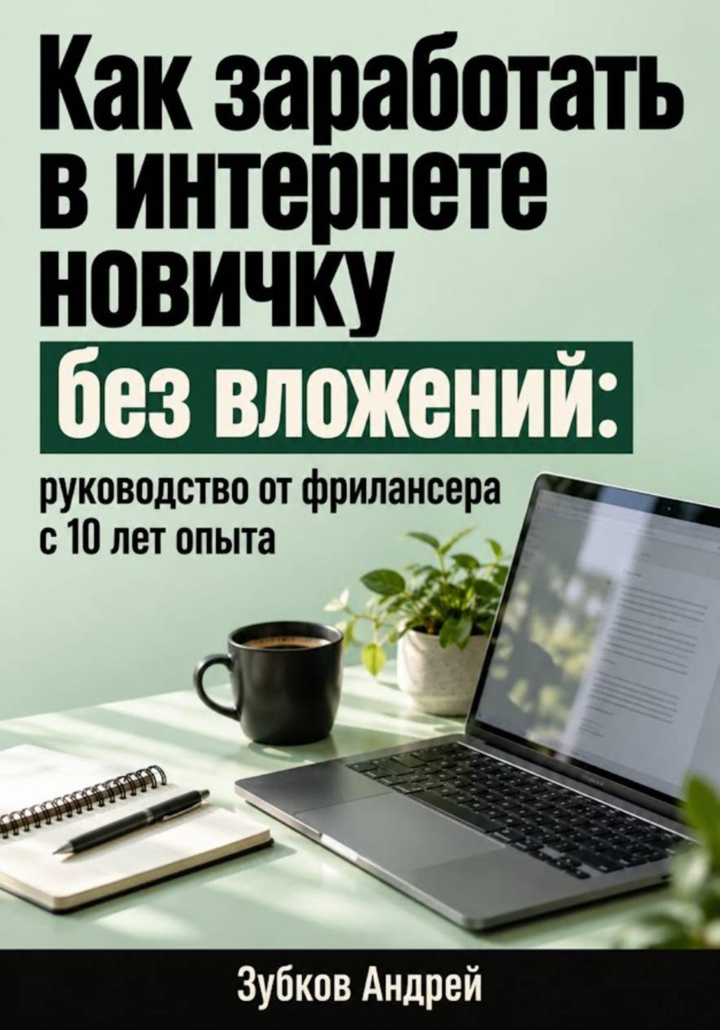 Обложка книги «Как заработать в интернете новичку без вложений: руководство от фрилансера с 10 лет опыта»