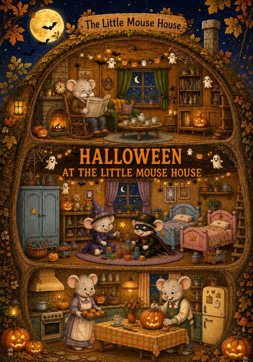 Обложка книги «Halloween at The Little Mouse House (раскраска на английском)»