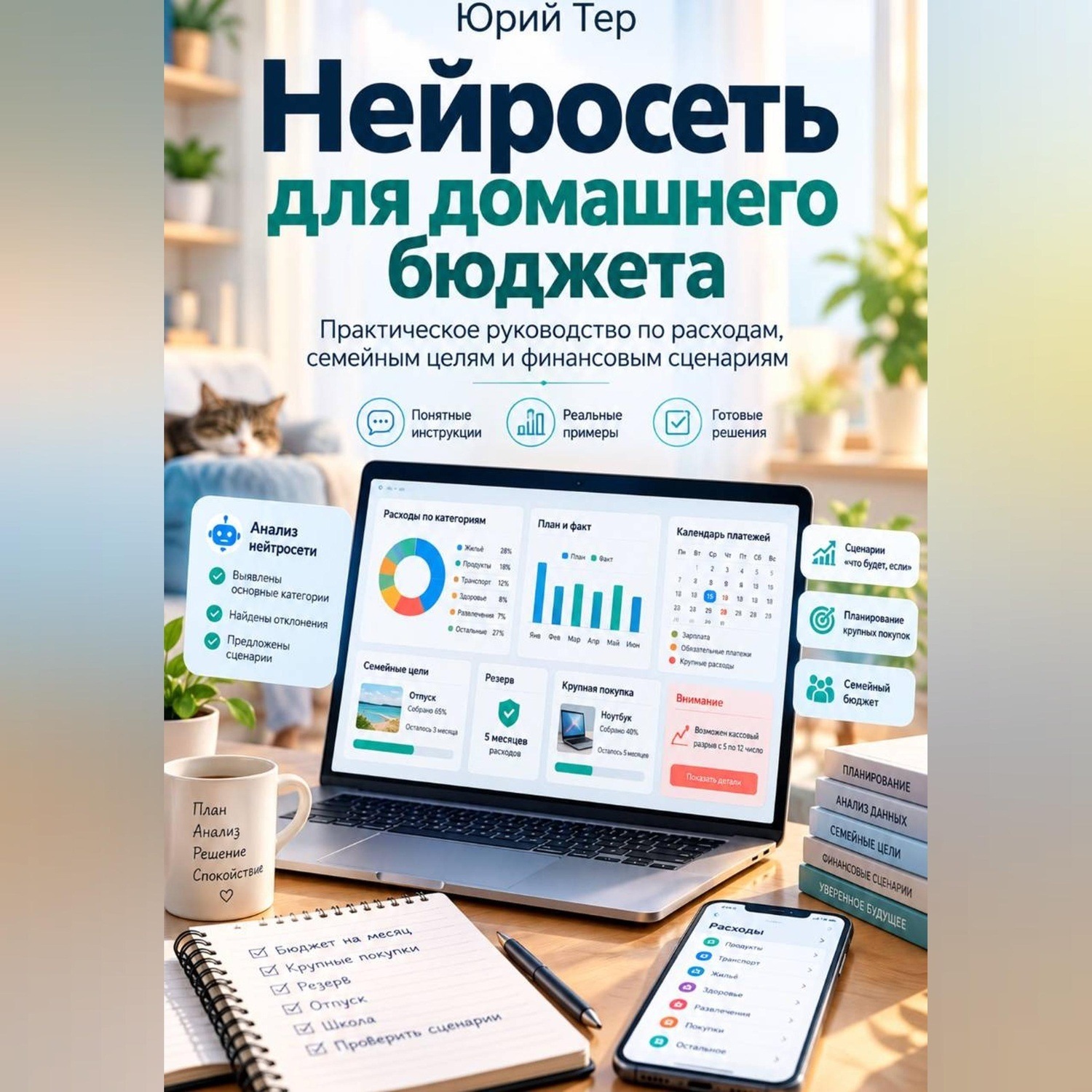 Обложка книги «Нейросеть для домашнего бюджета: Практическое руководство по расходам, семейным целям и финансовым сценариям»