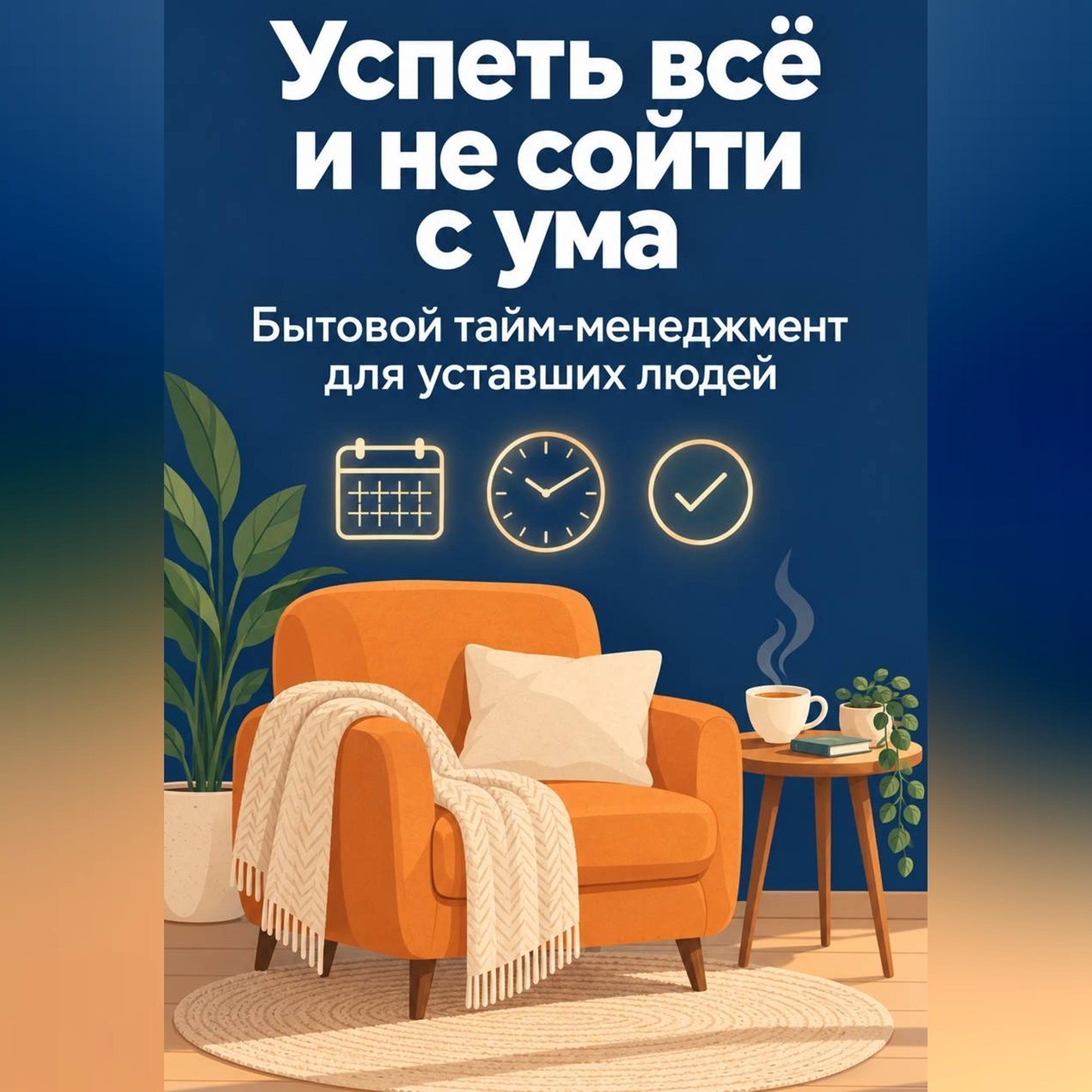 Обложка книги «Успеть всё и не сойти с ума. Бытовой тайм-менеджмент для уставших людей»