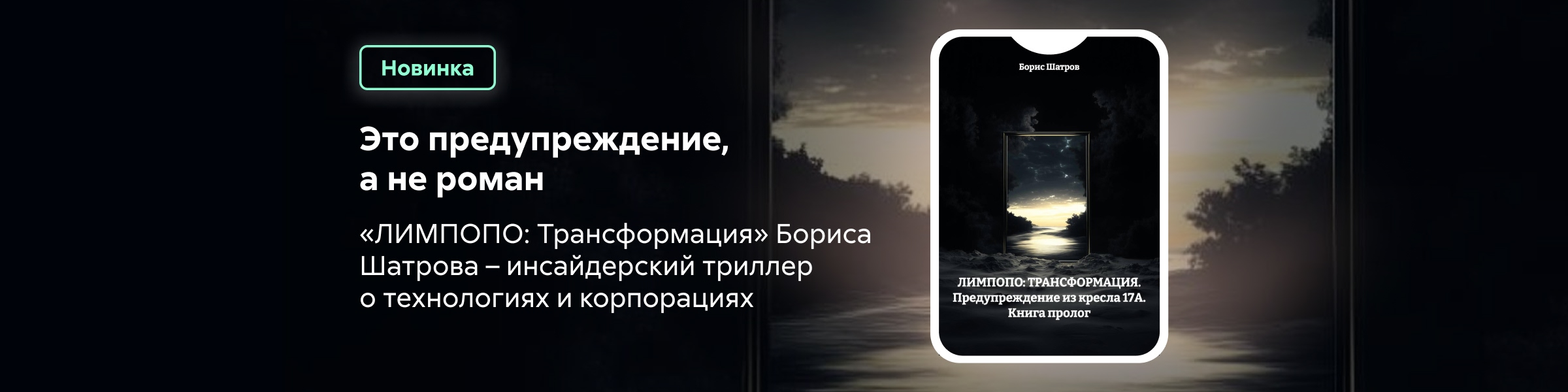 2548117 Шатров Борис Викторович ЛИМПОПО: ТРАНСФОРМАЦИЯ. Предупреждение из кресла 17А. Книга пролог ПРИЛ ЛИТРЕС 9 место реклама платных услуг