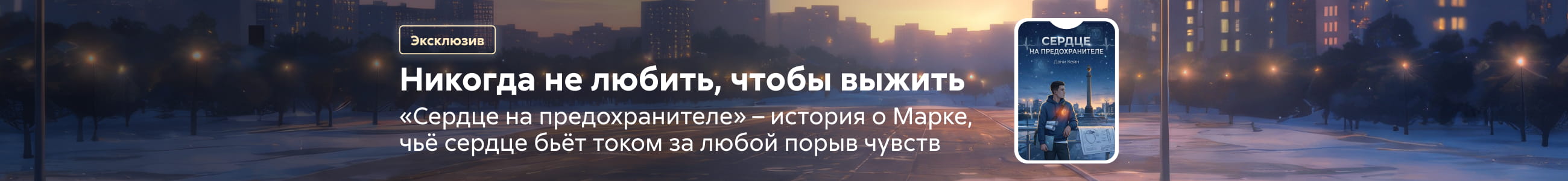 №430_04-10 Сердце на предохранителе Дани Кейн, баннер в жанре, реклама платных услуг