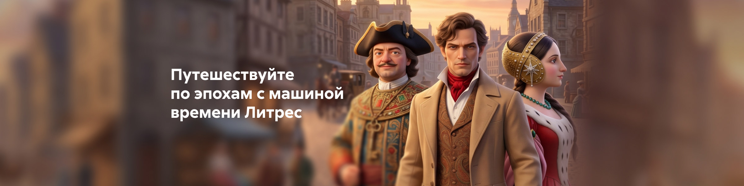 Путешествуйте по эпохам с машиной времени Литрес! слайдер
